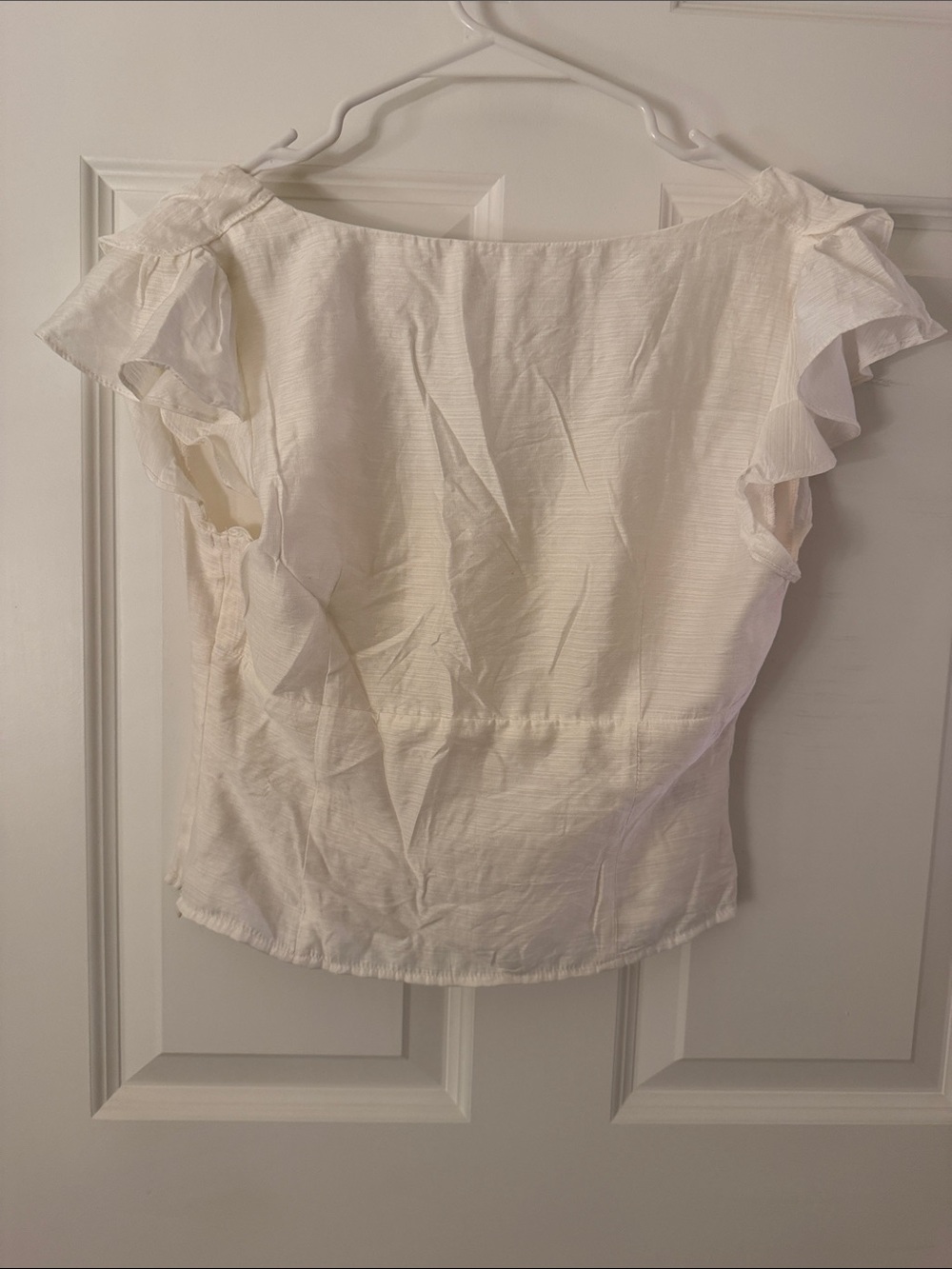 Altar'd State Cream Ruffle V-Neck Button Front Blouse - Picture 3 of 3